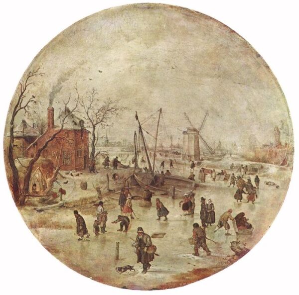 Winter Landscape With Skaters by Hendrick Avercamp, hand-painted oil painting reproduction