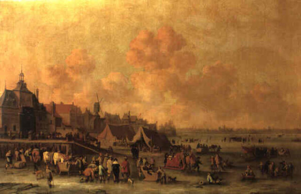 Winter Landscape with Figures Skating by Cornelis Beelt, hand-painted oil painting reproduction
