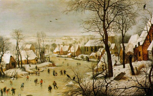 Winter Landscape with a Bird Trap by Pieter Brueghel the Elder, hand-painted oil painting reproduction