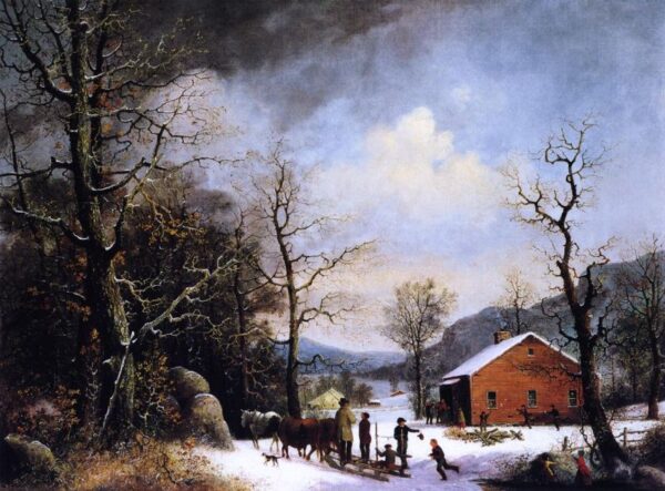 Winter Scene by George Henry Durrie, hand-painted oil reproduction