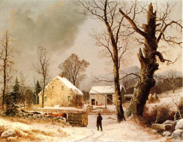 Winter Scene in New England by George Henry Durrie, hand-painted oil painting reproduction