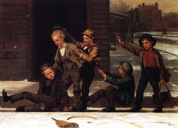 Winter Sports in the Gutter by John G Brown, hand-painted oil painting reproduction