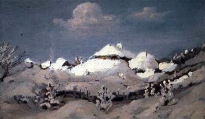 Winter Spots of light on the roofs of huts 1890 1895 by Arkhip Kuindzhi, hand-painted oil painting reproduction