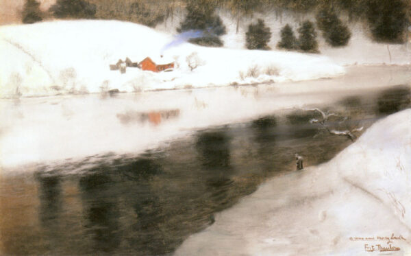 Winter at Simoa River by Fritz Thaulow, hand-painted oil painting reproduction