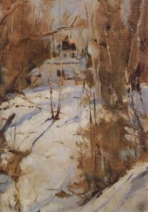 Winter in Abramtzevo by Valentin Alexandrovich Serov, hand-painted oil painting reproduction
