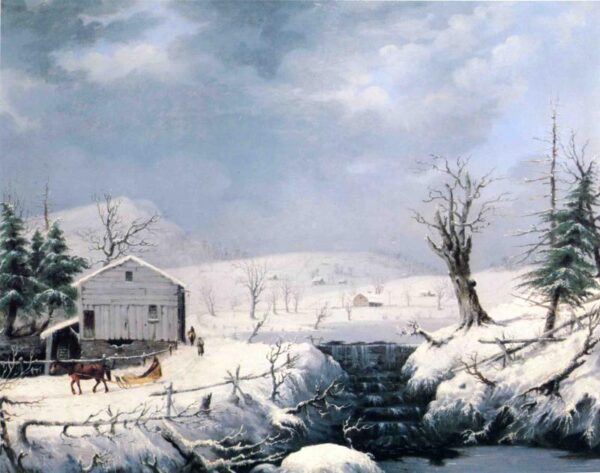Winter in New England by George Henry Durrie, hand-painted oil painting reproduction