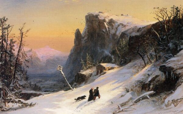 Winter in Switzerland b by Jasper Francis Cropsey, hand-painted oil painting reproduction
