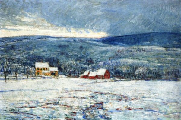 Winter in the Connecticut Hills by Frederick Childe Hassam, hand-painted oil painting reproduction