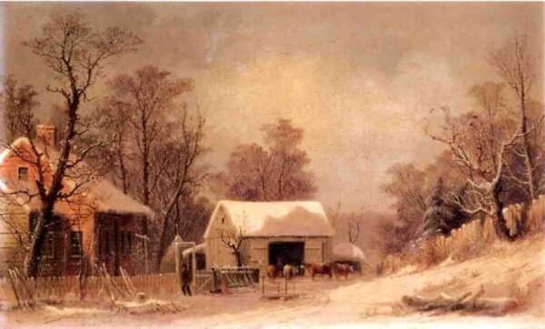Winter in the Country by George Henry Durrie, hand-painted oil painting reproduction