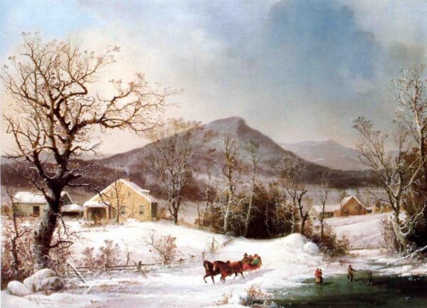 Winter in the Country b by George Henry Durrie, hand-painted oil painting reproduction