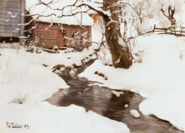 Winter on the Isle of Stord by Fritz Thaulow, hand-painted oil painting reproduction