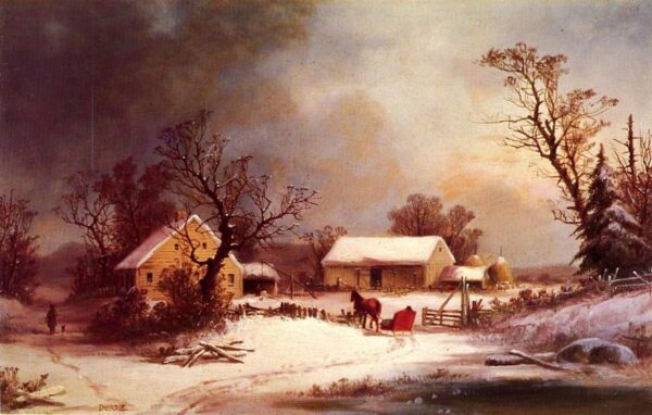 Wintertime on the Farm by George Henry Durrie, hand-painted oil painting reproduction