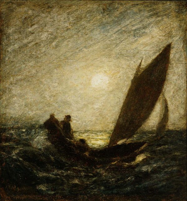 With Sloping Mast and Dipping Prow by Albert Pinkham Ryder, hand-painted oil painting reproduction