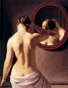 Woman Standing In Front Of A Mirror 1841 by Christoffer Wilhelm Eckersberg, hand-painted oil painting reproduction