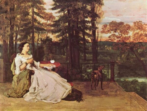 Woman On The Terrace by Gustave Courbet, hand-painted oil painting reproduction