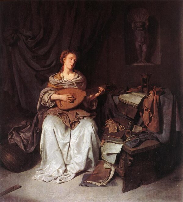 Woman Playing a Lute by Cornelis Bega, hand-painted oil painting reproduction