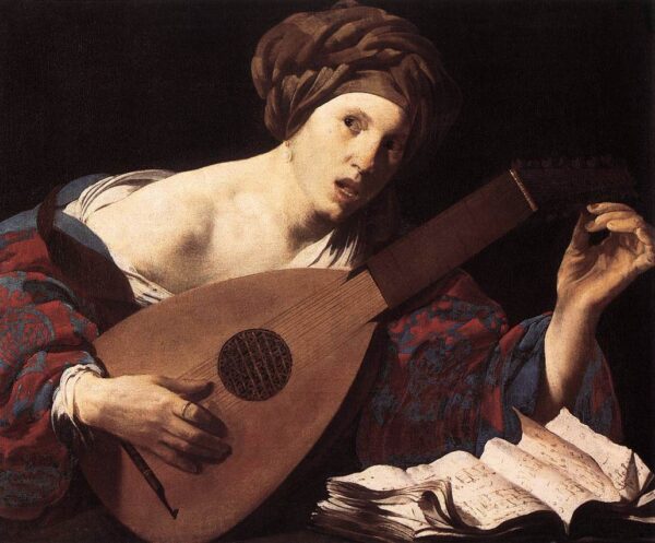 Woman Playing the Lute by Hendrick ter Brugghen, hand-painted oil painting reproduction