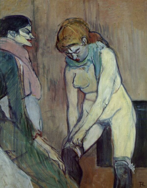 Woman Pulling up her Stocking by Toulouse-Lautrec, hand-painted oil painting reproduction