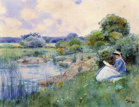 Woman Reading by Frederick Childe Hassam, hand-painted oil reproduction