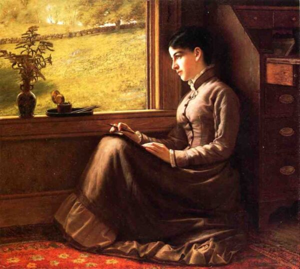 Woman Seated at Window by John G Brown, hand-painted oil painting reproduction