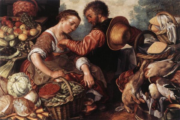 Woman Selling Vegetables by Joachim Beuckelaer, hand-painted oil painting reproduction