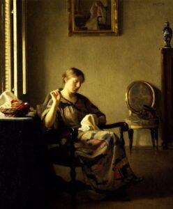 Woman Sewing by William McGregor Paxton, hand-painted oil painting reproduction