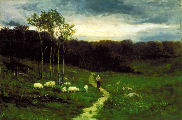 Woman Walking down Path by Edward Mitchell Bannister, hand-painted oil painting reproduction