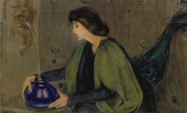 Woman and Peacock by Alice Pike Barney, hand-painted oil painting reproduction