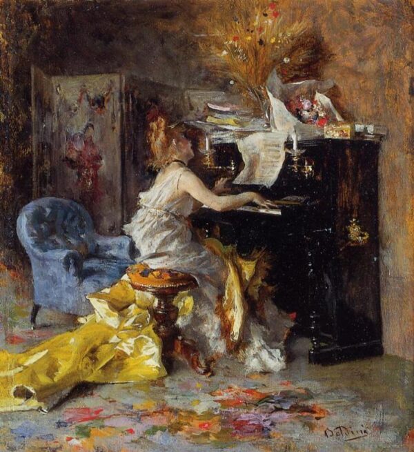 Woman at a Piano by Giovanni Boldini, hand-painted oil painting reproduction