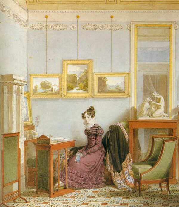 Woman at her Writing Desk by Johann Ender, hand-painted oil painting reproduction