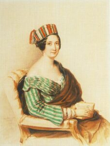 Woman in Striped Dress by Miklós Barabás, hand-painted oil painting reproduction
