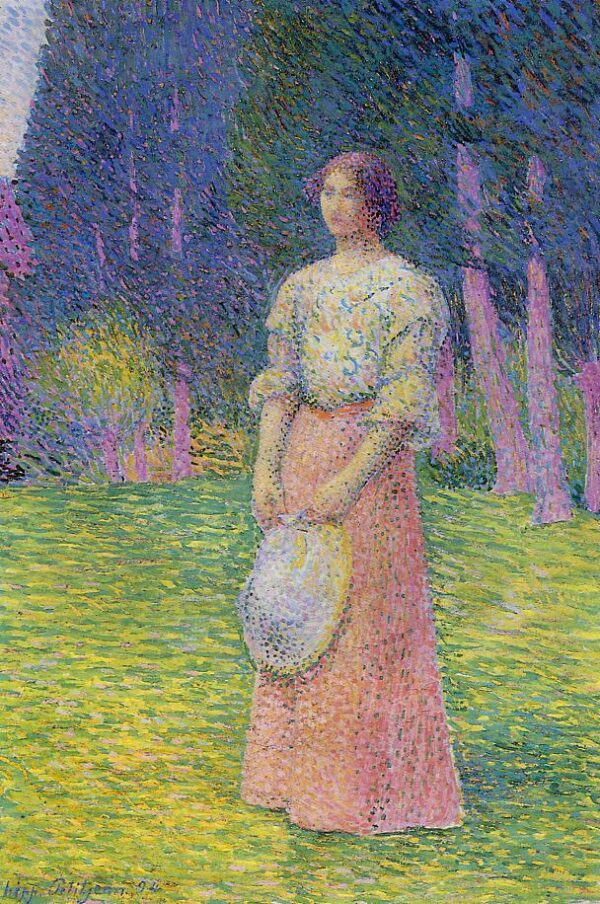 Woman in a Garden by Hippolyte Petitjean, hand-painted oil painting reproduction