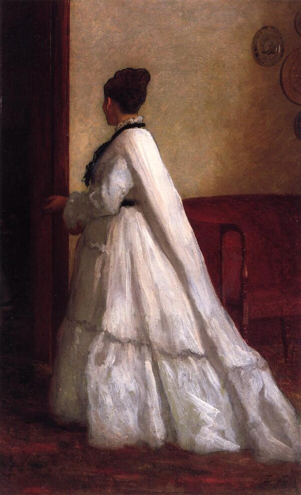 Woman in a White Dress by Eastman Johnson, hand-painted oil painting reproduction