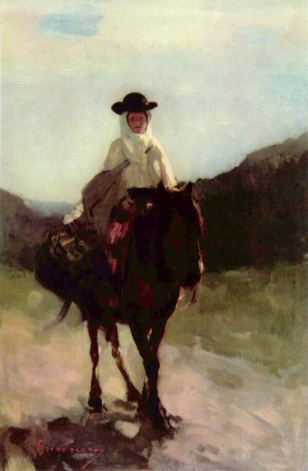 Woman on a Horse by Nicolae Grigorescu, hand-painted oil painting reproduction