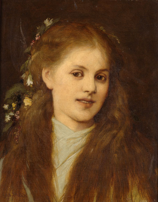 Woman with Flowers in her Hair by Gabriel Cornelius Ritter von Max, hand-painted oil reproduction