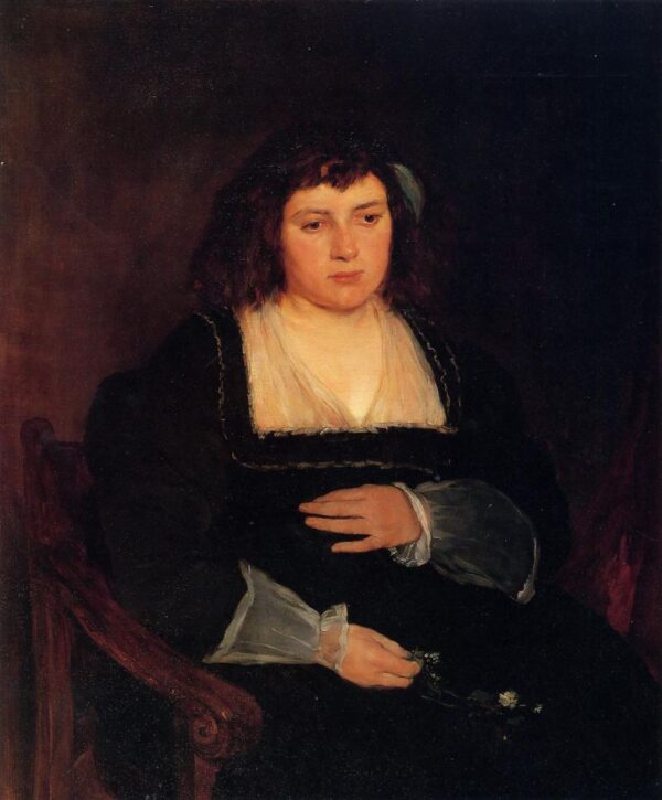 Woman with Forget-Me-Nots by Frank Duveneck, hand-painted oil painting reproduction