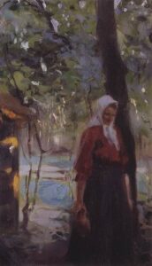 Woman with Pitcher by Valentin Alexandrovich Serov, hand-painted oil painting reproduction