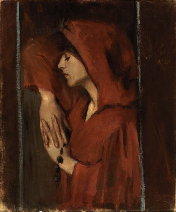 Woman with Red Hood by Alice Pike Barney, hand-painted oil painting reproduction
