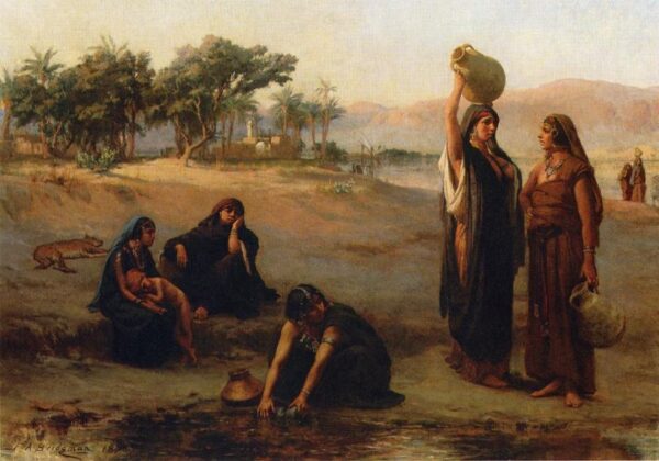 Women Drawing Water from The Nile by Frederick Arthur Bridgman, hand-painted oil reproduction