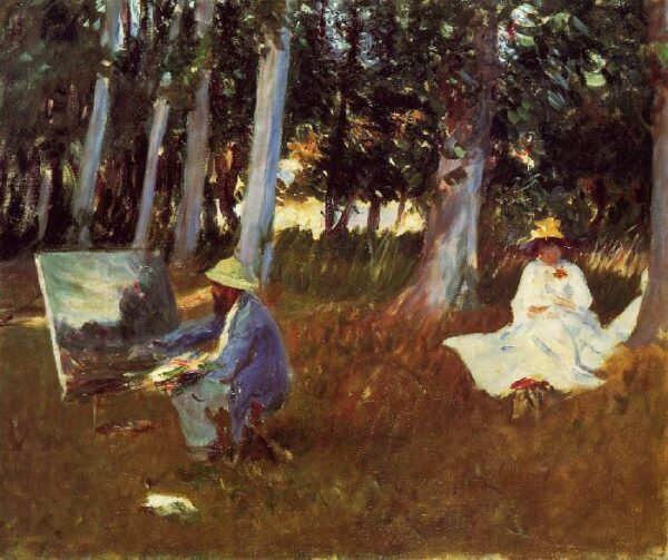 Claude Monet Painting by the Edge of a Wood by John Singer Sargent, hand-painted oil painting reproduction