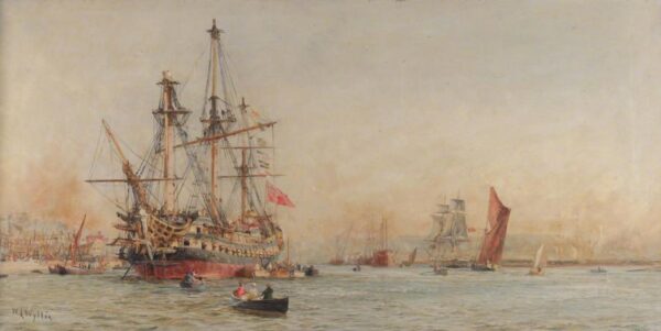Wooden Warships on the Medway by William Lionel Wyllie, hand-painted oil painting reproduction