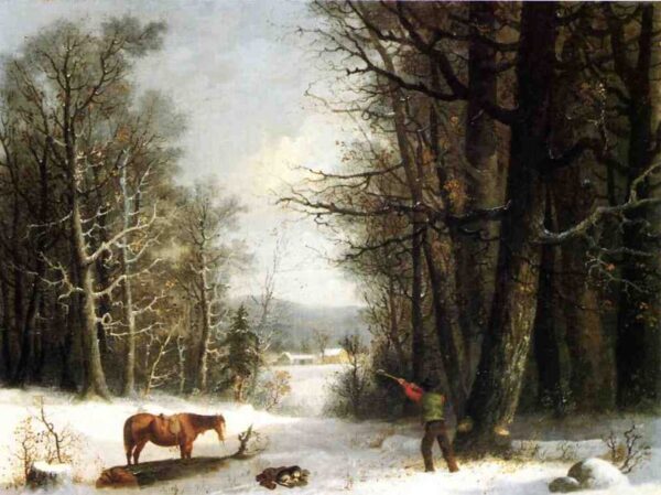 Woodsman in Winter by George Henry Durrie, hand-painted oil painting reproduction