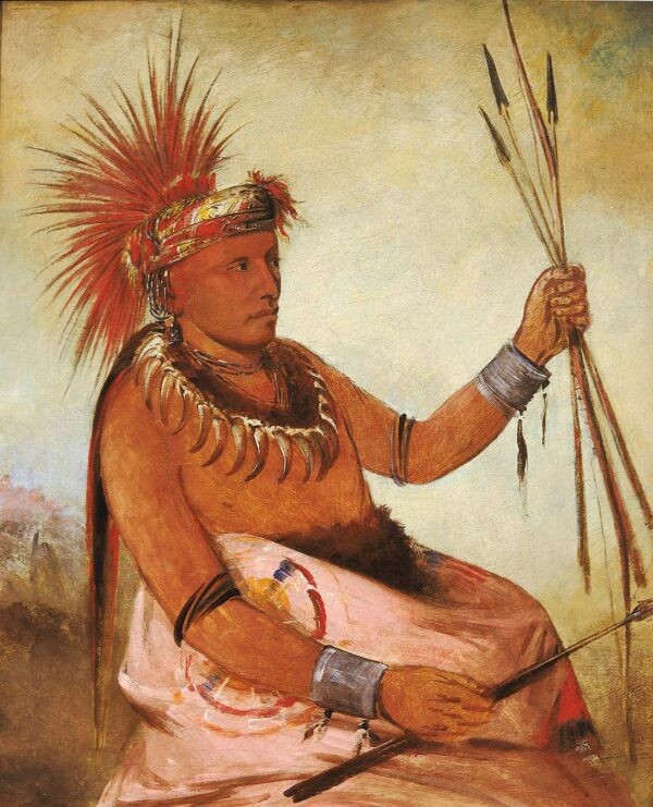 Wos com mun, Busy Man, a Brave by George Catlin, hand-painted oil painting reproduction