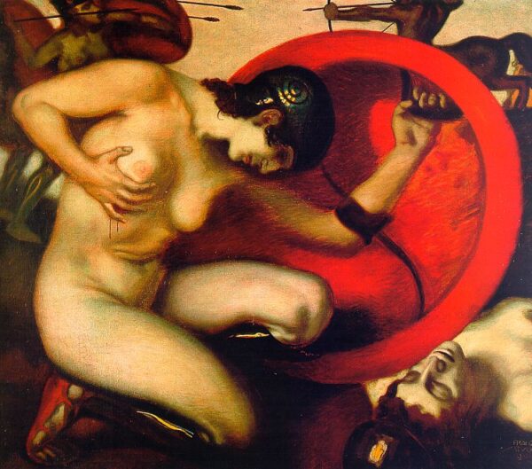Wounded Amazon by Franz von Stuck, hand-painted oil painting reproduction
