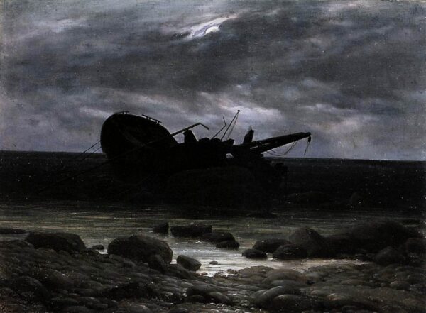 Wreck in the Moonlight by Caspar David Friedrich, hand-painted oil painting reproduction