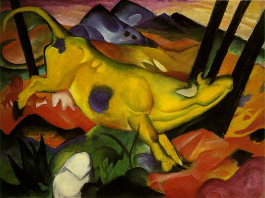 Yellow Cow by Franz Marc, hand-painted oil reproduction