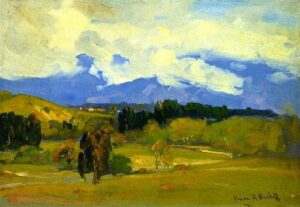 Yellow Landscape by Franz Bischoff, hand-painted oil painting reproduction
