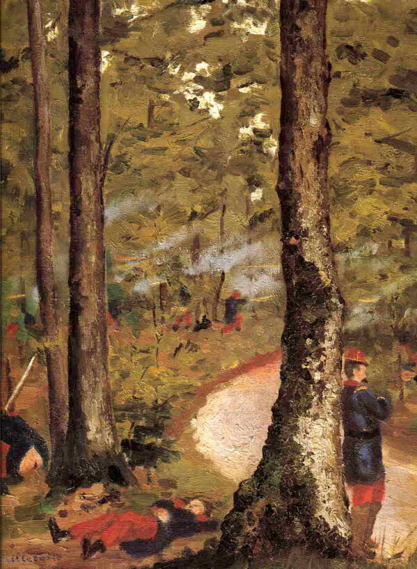 Yerres, Soldiers in the Woods by Gustave Caillebotte, hand-painted oil painting reproduction