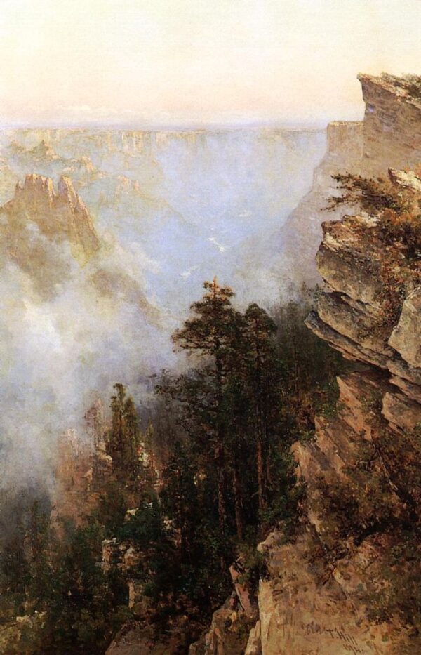 Yosemite Canyon by Thomas Hill, hand-painted oil painting reproduction