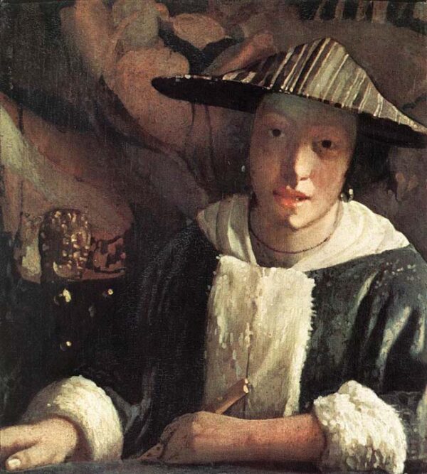 Young Girl with a Flute by Johannes Vermeer, hand-painted oil painting reproduction